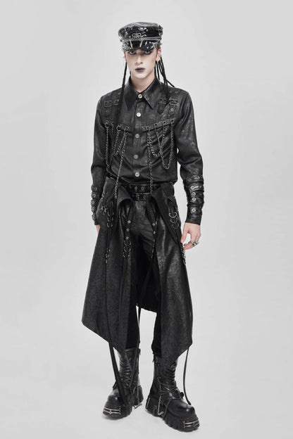 Black D-ring Buckle Zipper Men's Punk Skirt