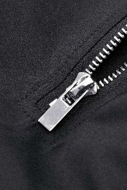 Black Buckled Zippered Women's Punk Side Slit Long Skirt