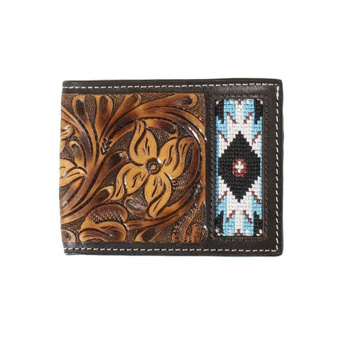 3D Floral Tooled Bi-Fold Wallet