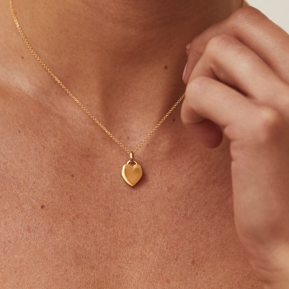 Gold Heart Engraved Necklace