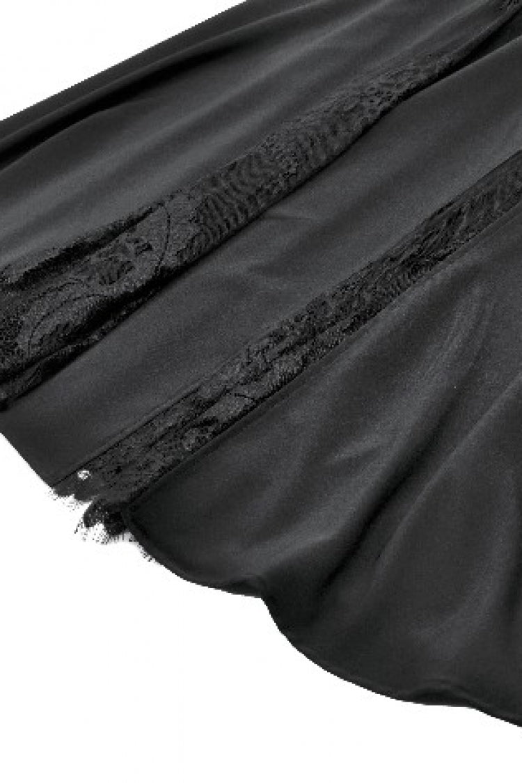 Black High Waisted Floral Printed Lace Mesh Women's Gothic Elegant Long Skirt