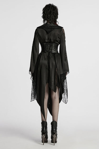 Black Long Sleeves Stitching Lace Irregular Women's Gothic Dress