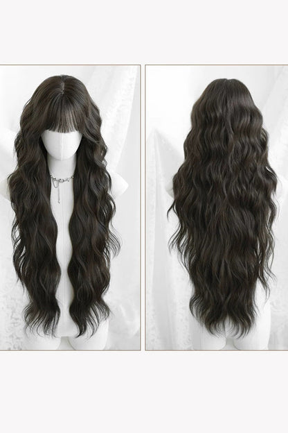 Black Brown Fluffy Natural Water Wave Curly Sweet Daily Lolita Long Wig