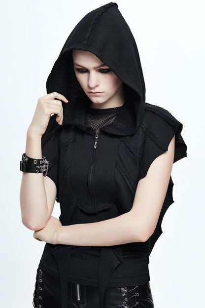 Black Bat Wings Women's Punk Hooded Cape