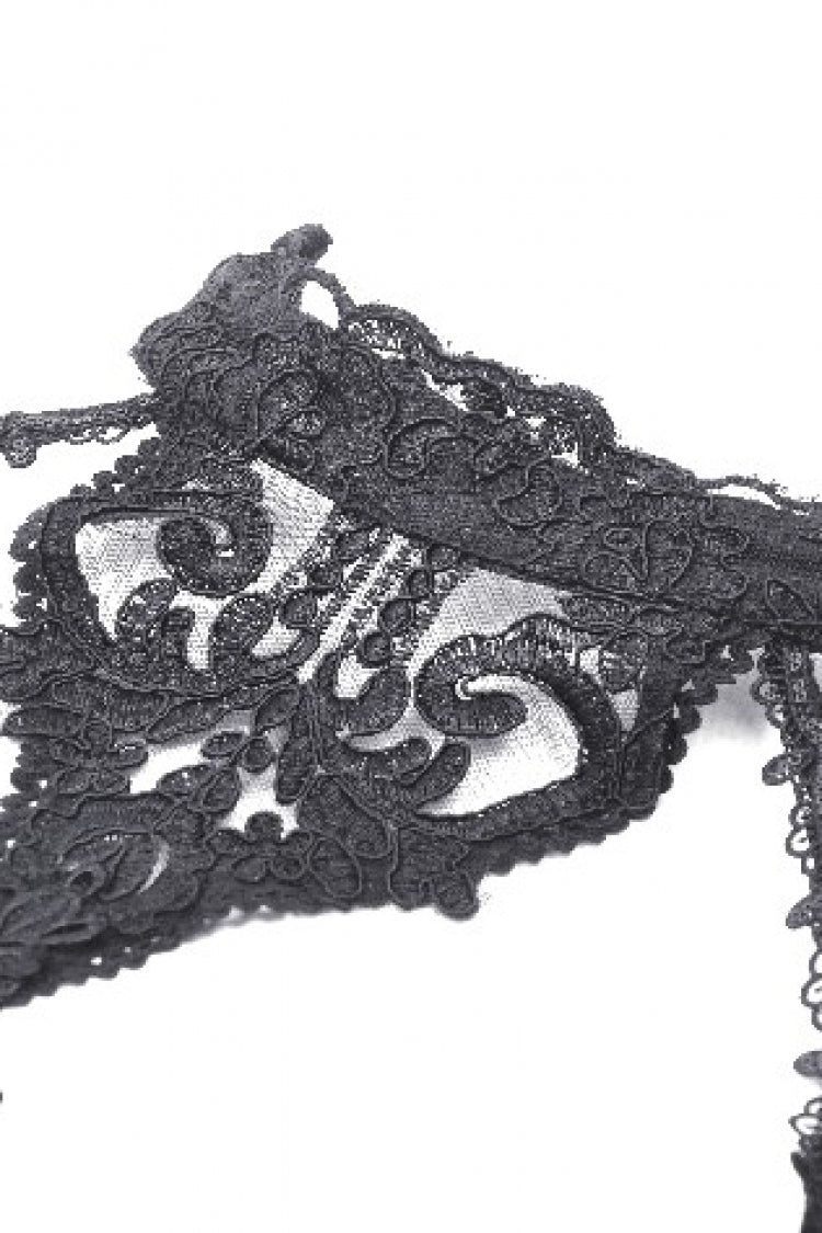 Black Off Shoulder Long Puff Sleeves Cut-Out Lace Women's Gothic Cape