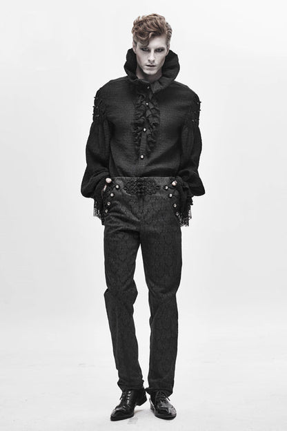 Black Party Up Fancy Patterned Gothic Mens Pants