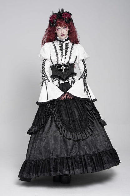 Black Lace Lace-Up Cross&Eyes Underbust Slim Women's Gothic Corset