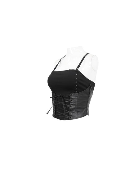 Black Knit Adjustable String Women's Punk Bandeau Camisole
