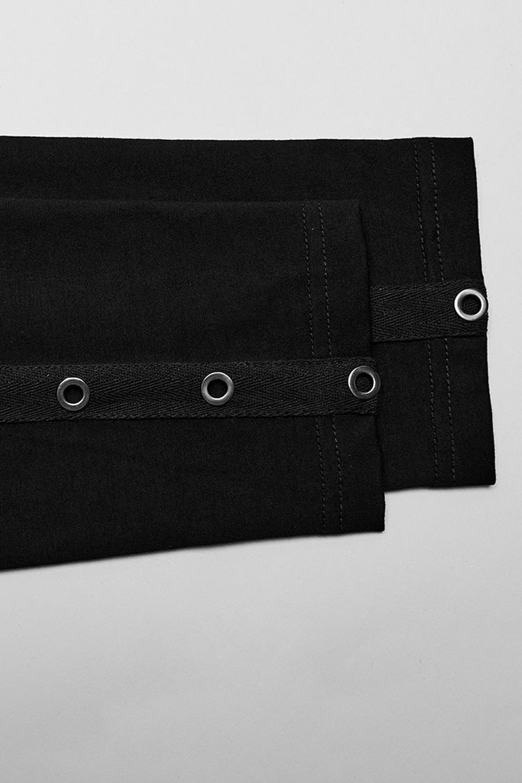 Black Long Sleeves Rivet Mesh Men's Punk Blouse with Undetachable Mask