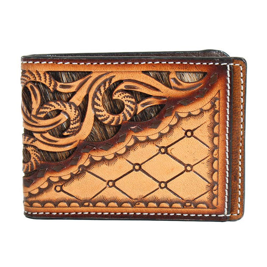 3D Calf Hair Tooled Bifold Money Clip