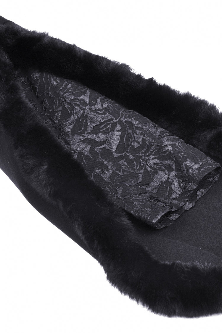 Black Lapel Collar Long Sleeves Women's Gothic High Low Woolen Dovetail Coat with Hood