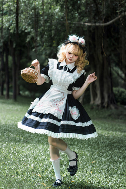 Black Meet Alice Long Sleeves Ruffle Lace Sweet Princess Lolita Jsk Dress