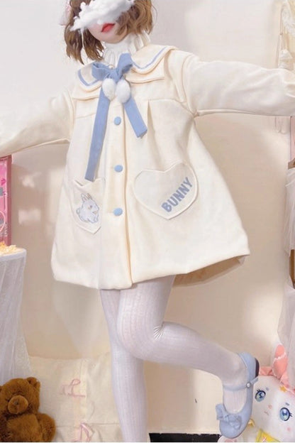 Beige Doll Collar Long Sleeves Bowknot Sweet Lolita Coat