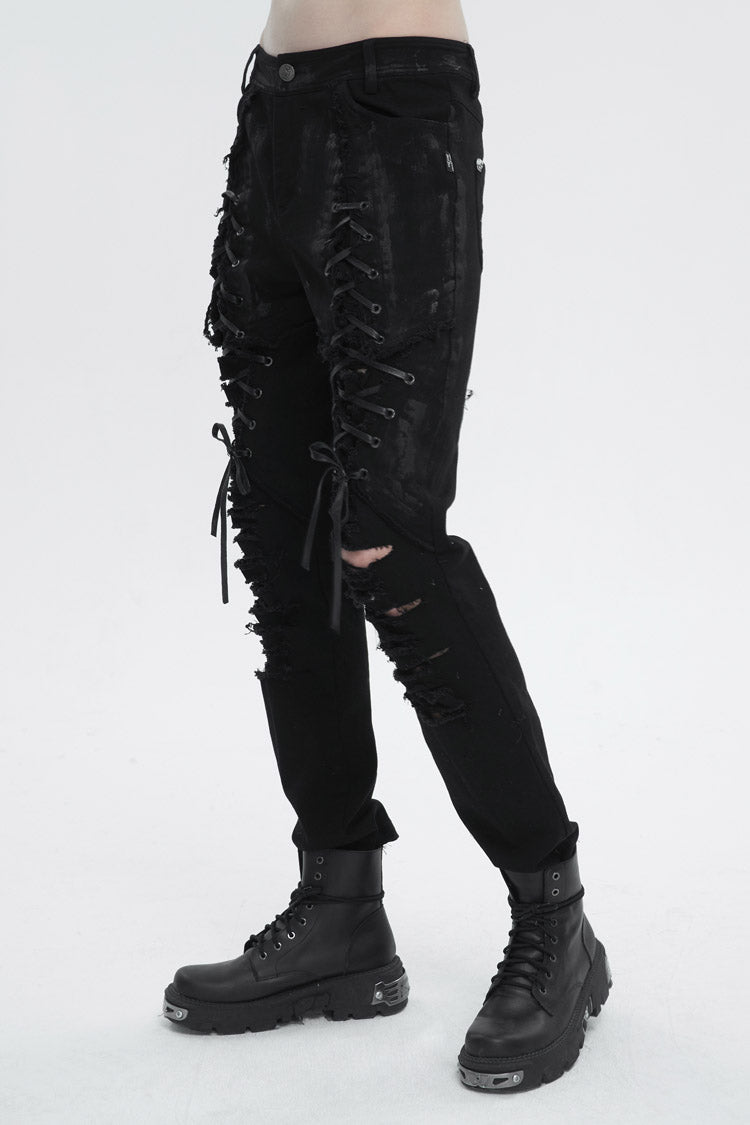 Black Personalities Strappy Distressed Men's Punk Pants