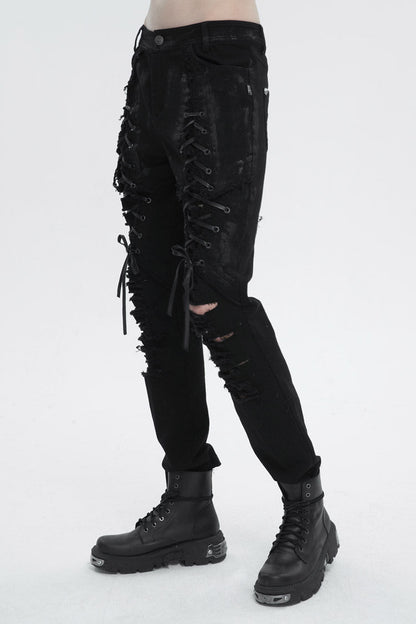 Black Personalities Strappy Distressed Men's Punk Pants