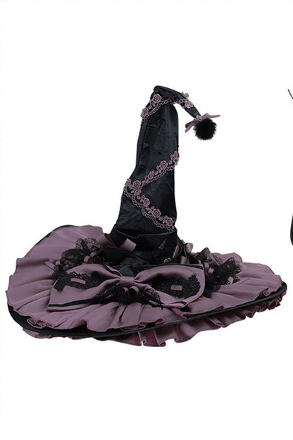 Black / Purple Round Collar Ruffled Long Sleeves Waist Irregular Hem Imp Sweet Lolita OP Dress Full Set