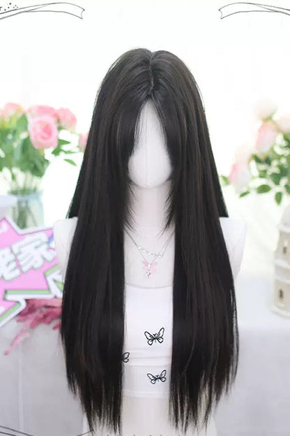 Black Natural Classic Lolita Long Straight Wigs