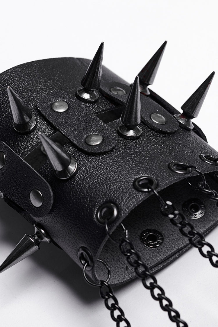 Black Faux Leather Stitching Dragon Claw Finger Women's Steampunk Gloves
