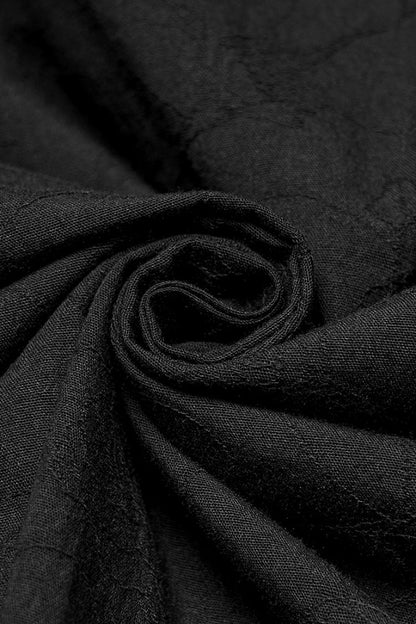 Black Lapel Collar Long Puff Sleeves Men's Gothic Blouse with Detachable Necktie White