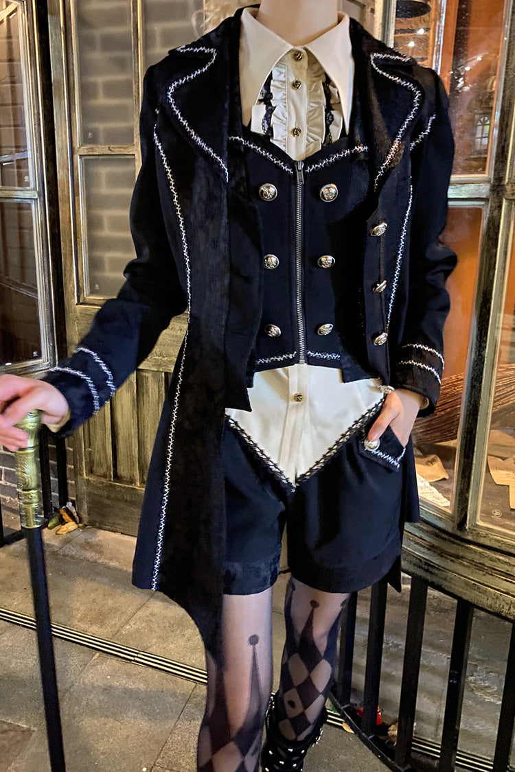 Black Hot Stamping Embroidery Ouji Handsome Cool Lolita Vest