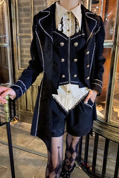 Black Hot Stamping Embroidery Ouji Handsome Cool Lolita Vest