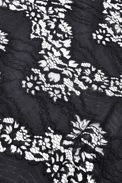 Black Off Shoulder Halterneck Ruffled Lace-Up Swallow Tail Floral Lace Women's Gothic Dress
