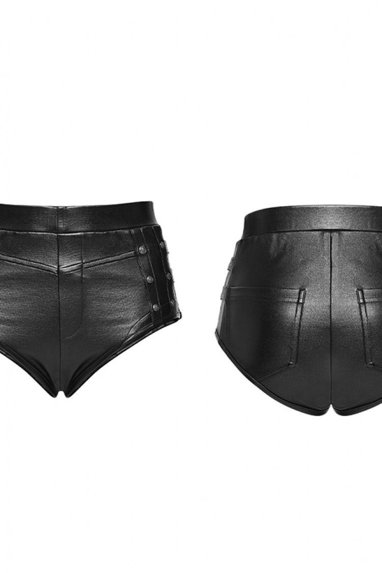 Black High Waisted Studded Women's Punk hot Shorts