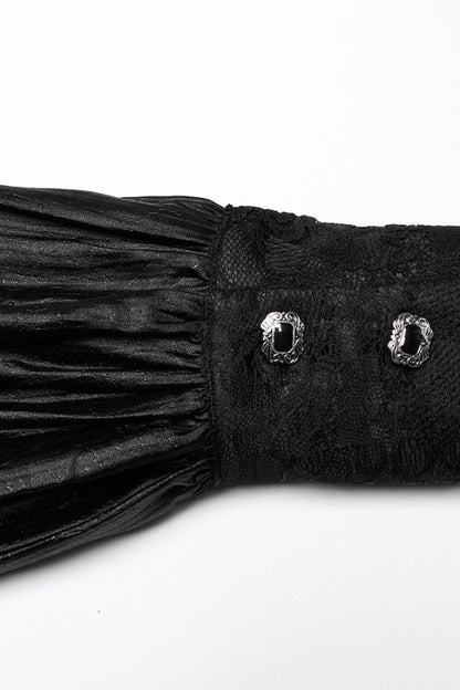 Black Long Puff Sleeves Spliced Lace Men's Gothic Shirt