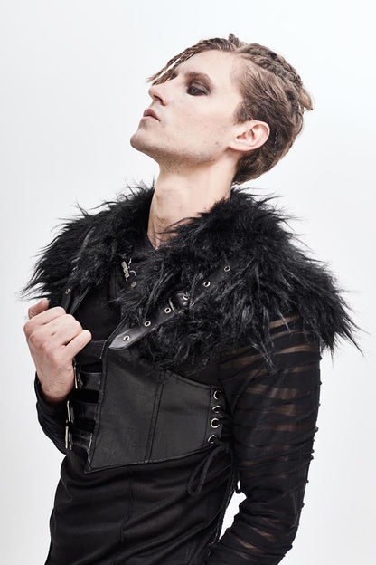 Black Lace-Up Mens Steampunk Vest