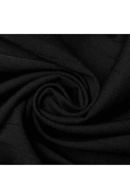 Black Long Sleeve Knit Front Splice Imitation Leather Lace Up Men's Punk T-Shirt