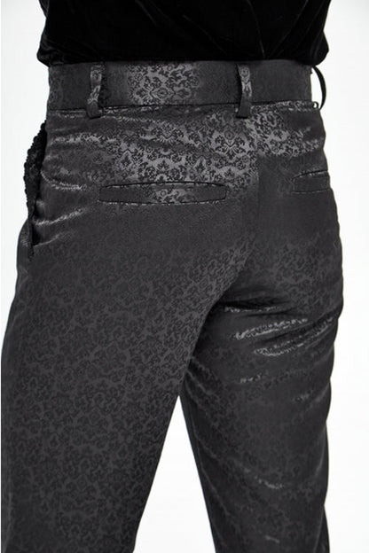 Black Basic Jacquard Diagonal Pocket Three Dimensional Webbing Gothic Mens Pants