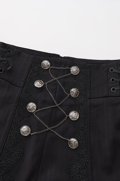 Black Double-breasted Chain Cross Embroidery Ouji Vintage Elegant Prince Gorgeous Lolita Pants
