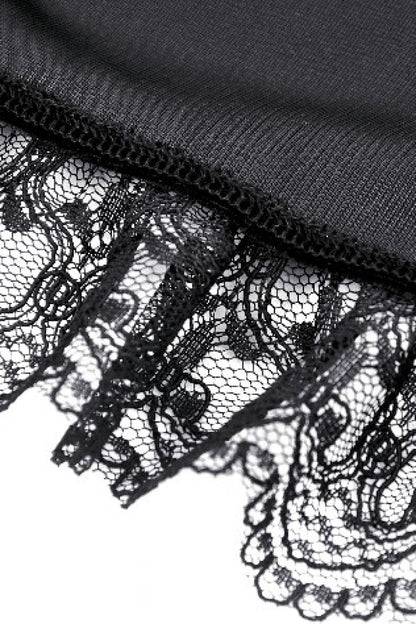 Black Long Puff Flared Sleeves Ruffled Lace Spliced Velvet Women's Gothic Cape
