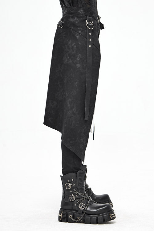 Black Mist Floral Print Mens Punk Short Kilts