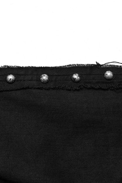 Black Mesh Women's Punk Eyelet Ring Flared Pants