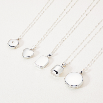 Silver Small Square Locket Necklace