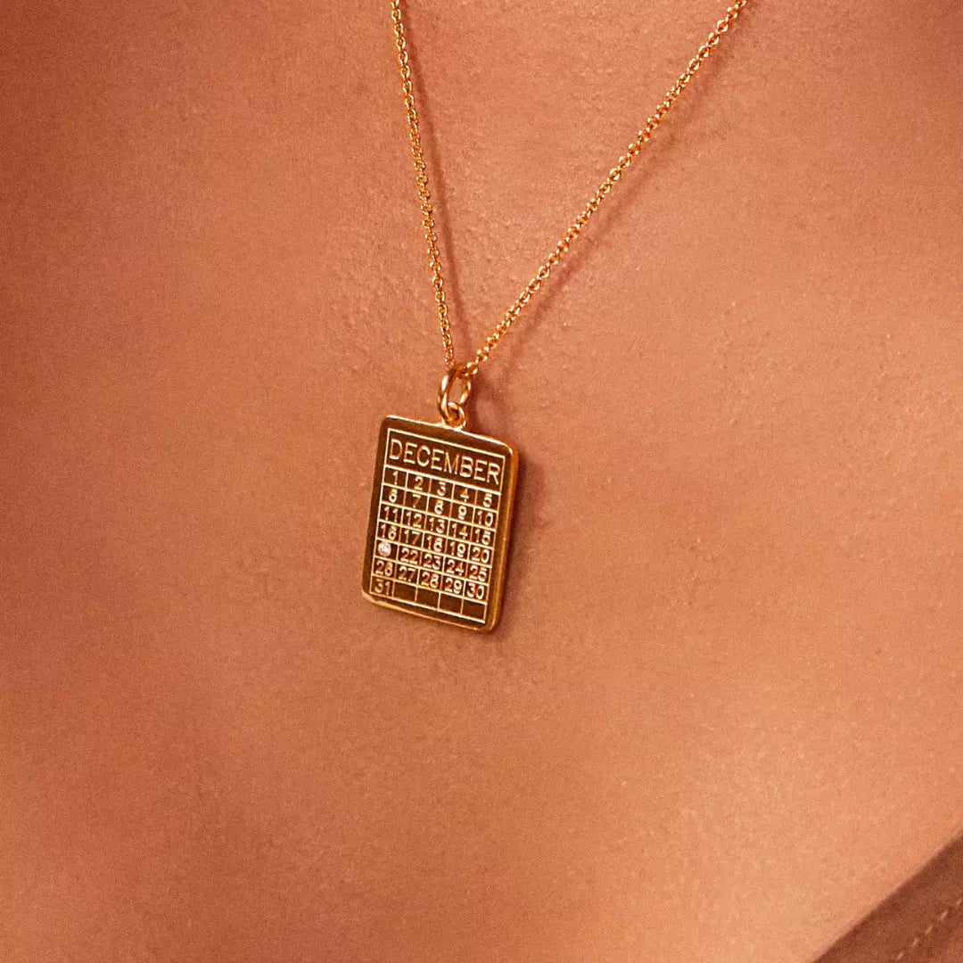 Gold Special Date Calendar Necklace