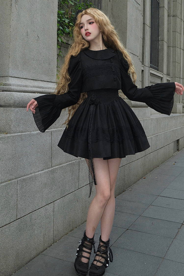 Black Night Traveler Breast Support Classic Gothic Short Lolita Jsk Dress