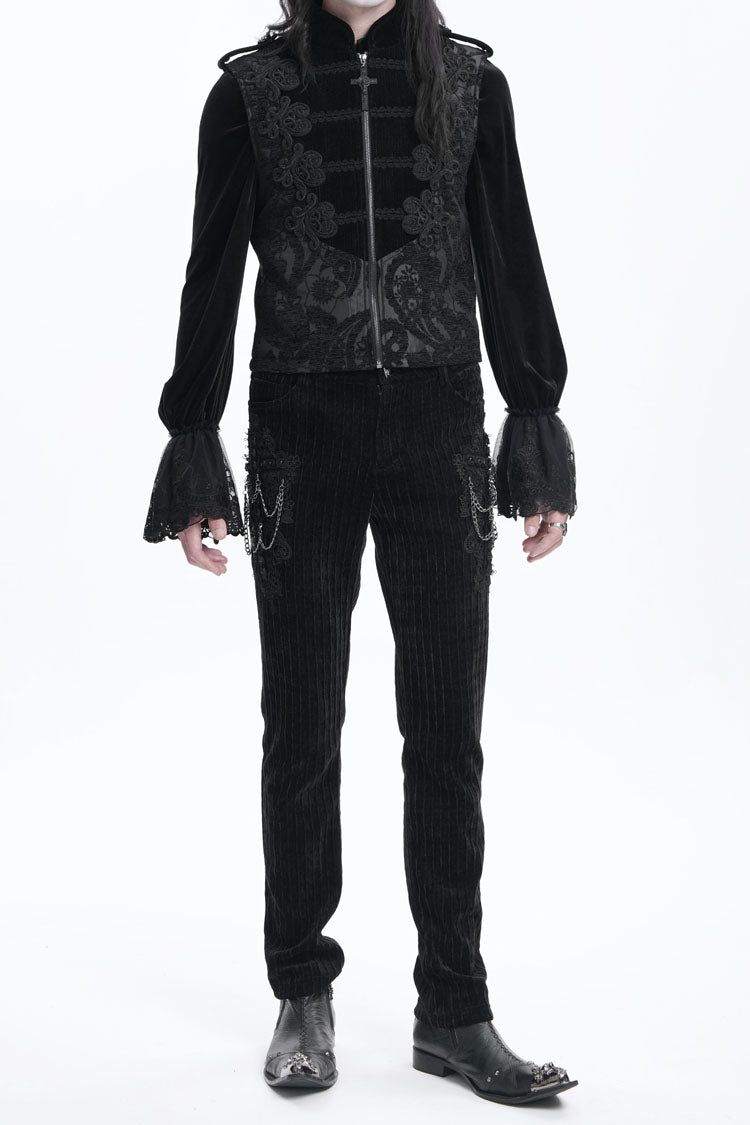 Black Chain Crochet Print Men's Gothic Pants