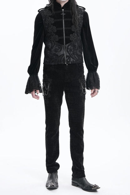 Black Chain Crochet Print Men's Gothic Pants