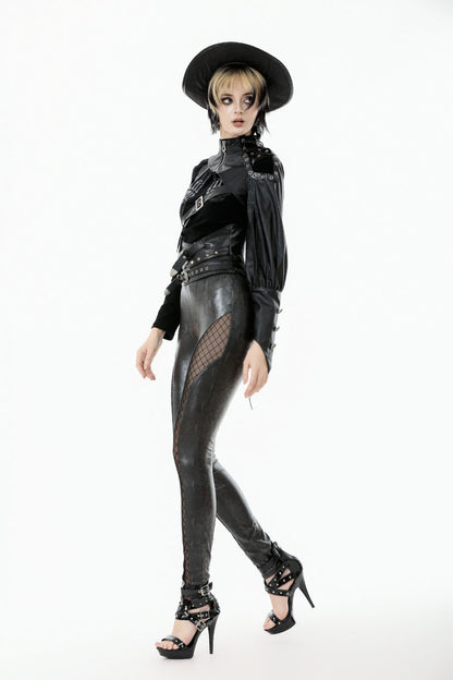 Black Cut-Out Asymmetric Buckled Zippered Women's Punk Cape