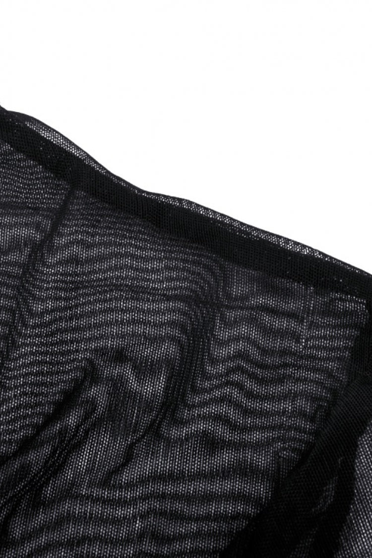 Black Long Sleeves Irregular Sheer Mesh Women's Daily Gothic Top