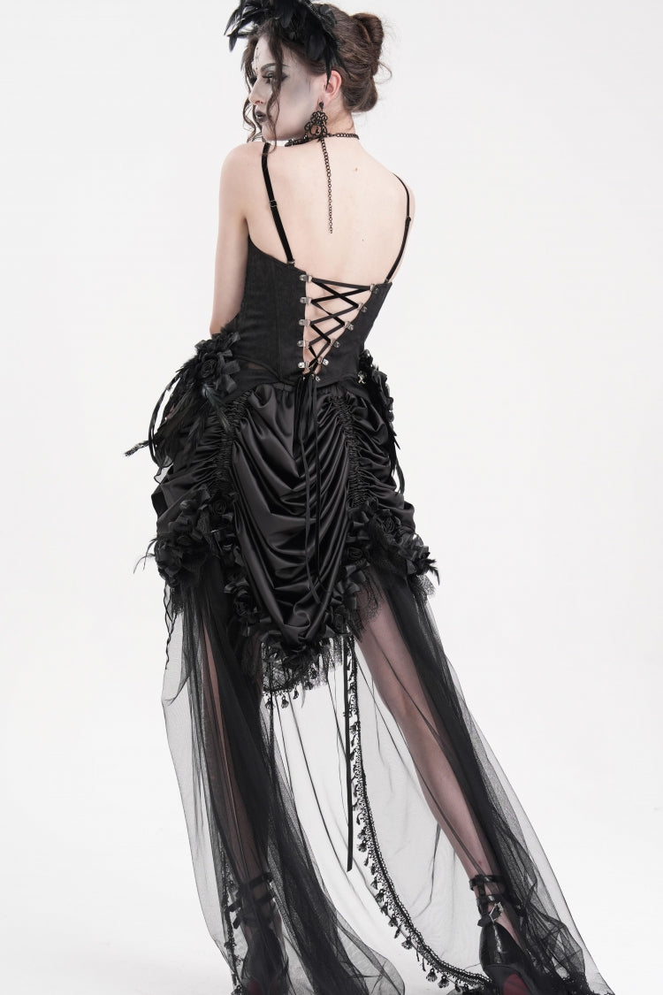 Black Lace Lace-Up Women's Gothic Overbust Corset
