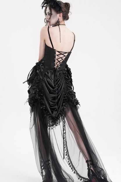 Black Lace Lace-Up Women's Gothic Overbust Corset