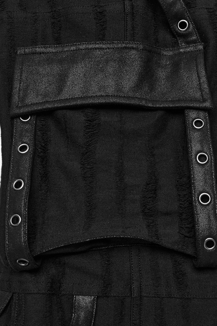 Black Eyelet Pocket Knitted Women's Steampunk Loose Pants
