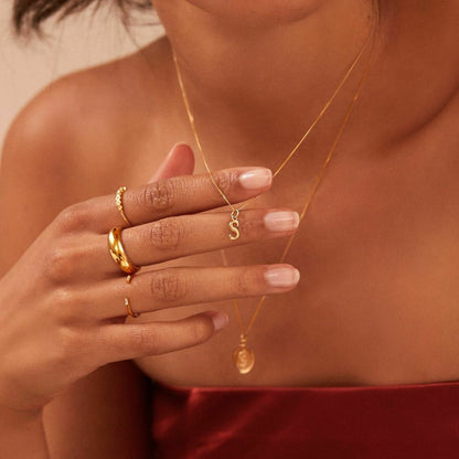 Gold Curve Initial Letter Necklace
