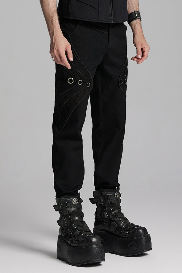 Black Men's Gothic Ring Skull Pants