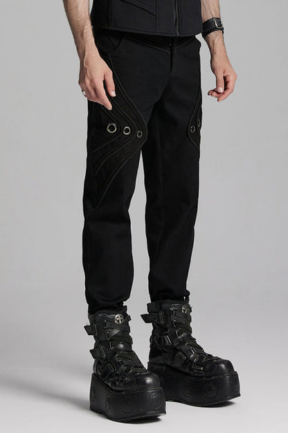 Black Men's Gothic Ring Skull Pants