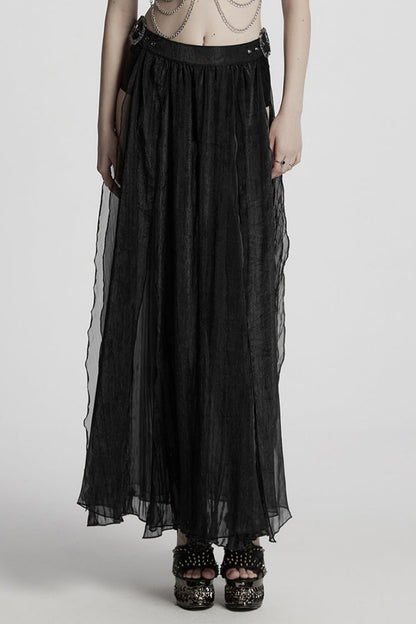 Black Buckle Split Women's Gothic Skirt