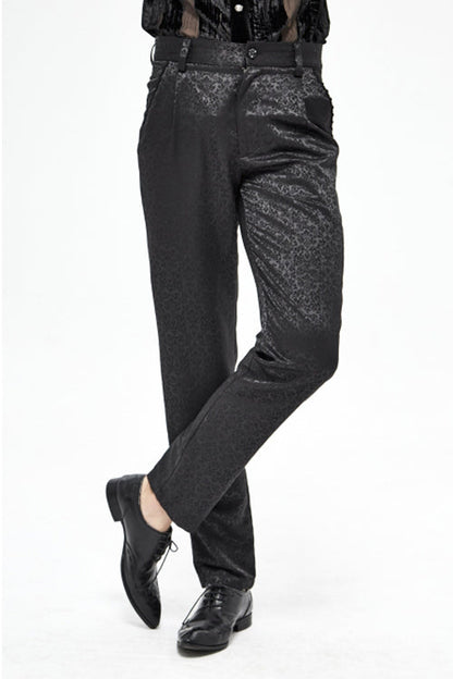 Black Basic Jacquard Diagonal Pocket Three Dimensional Webbing Gothic Mens Pants
